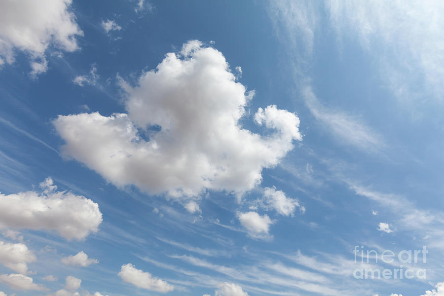 Beautiful white clouds and blue sky 0102 Photograph by Simon Bratt