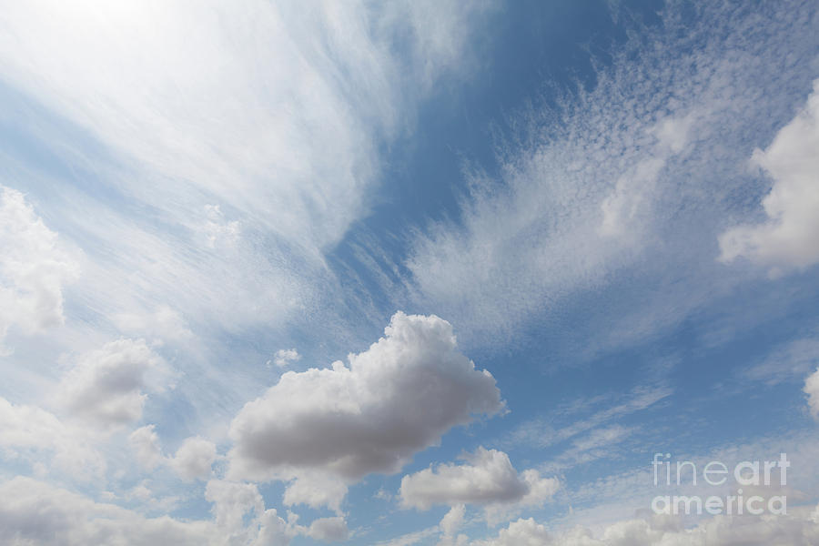 Beautiful white clouds and blue sky 0108 Photograph by Simon Bratt