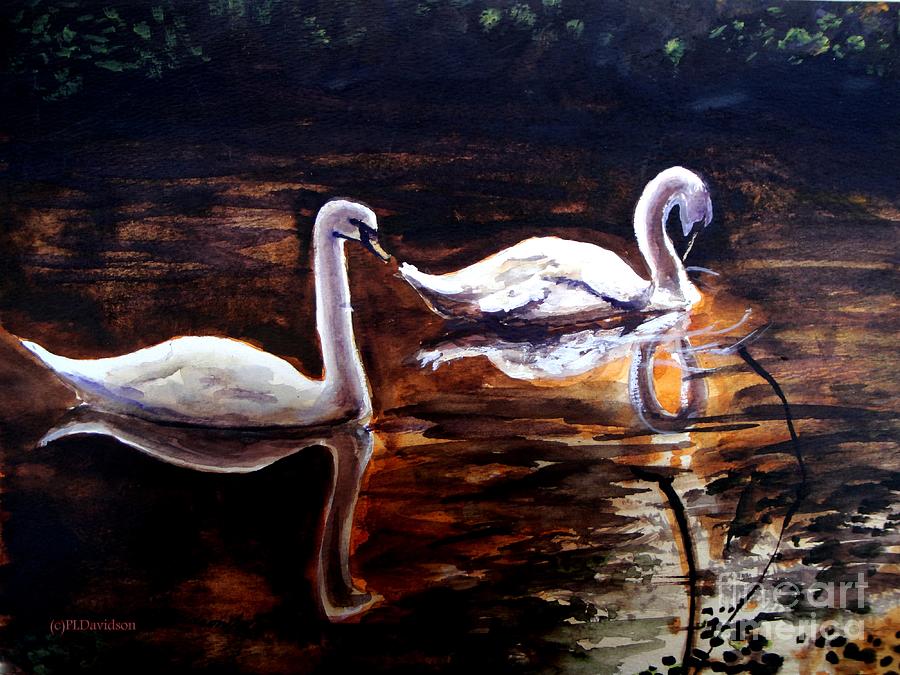 Beautiful White Swans Painting by Pat Davidson