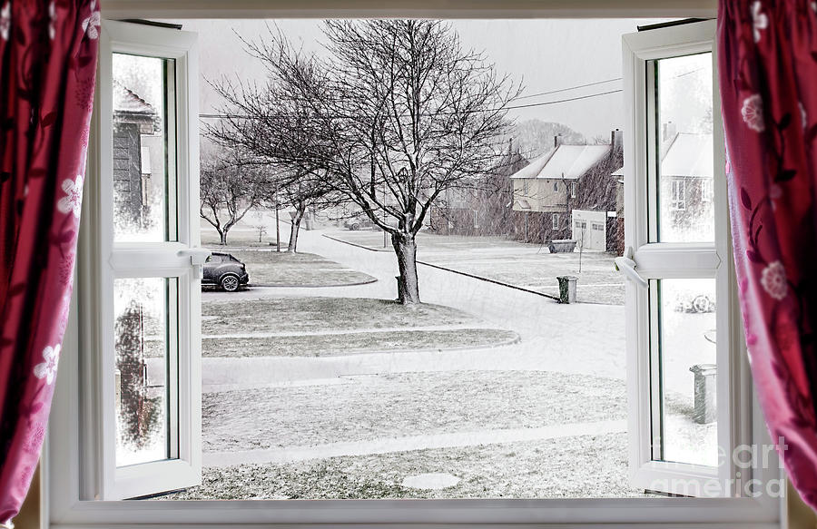 Beautiful winter scene through an open window Photograph by Simon Bratt