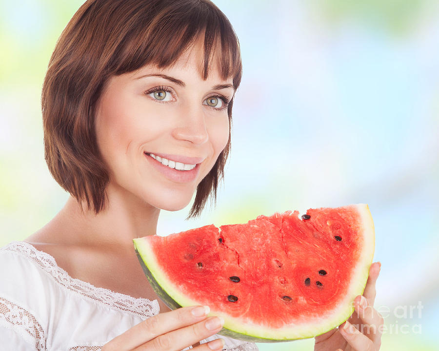 Beautiful Woman Eating Watermelon Photograph By Anna Om Fine Art America