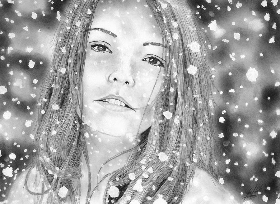 Beautiful Woman in Snowstorm Drawing by James Schultz