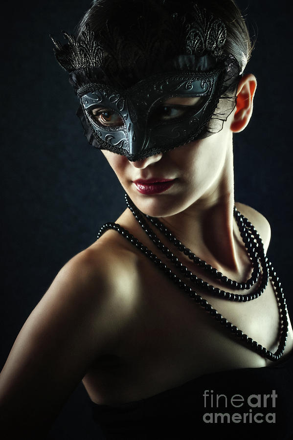Beautiful Woman Wearing Venetian Carnival Mask Photograph by Dimitar Hristov