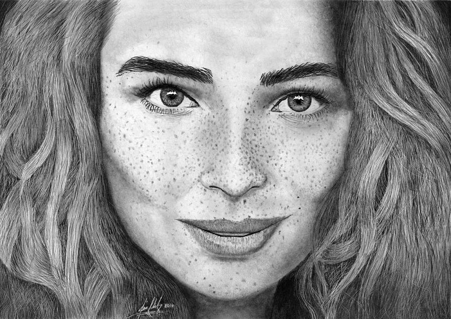 Beautiful Woman with Freckles Drawing by James Schultz