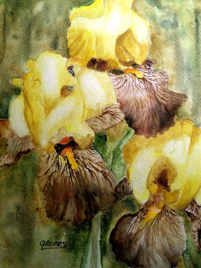 Beautiful Yellow Iris Painting by Carol Grimes