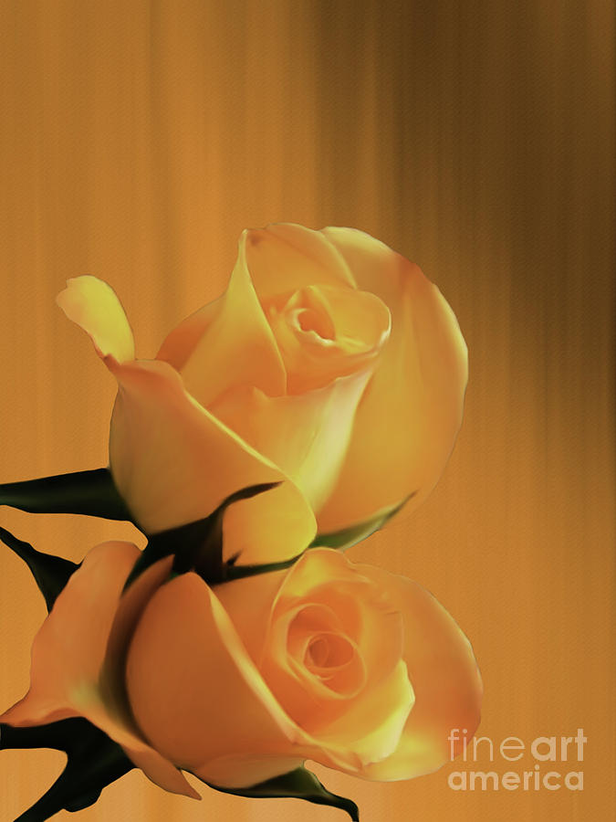 Beautiful Yellow pair of Roses  Painting by Gull G