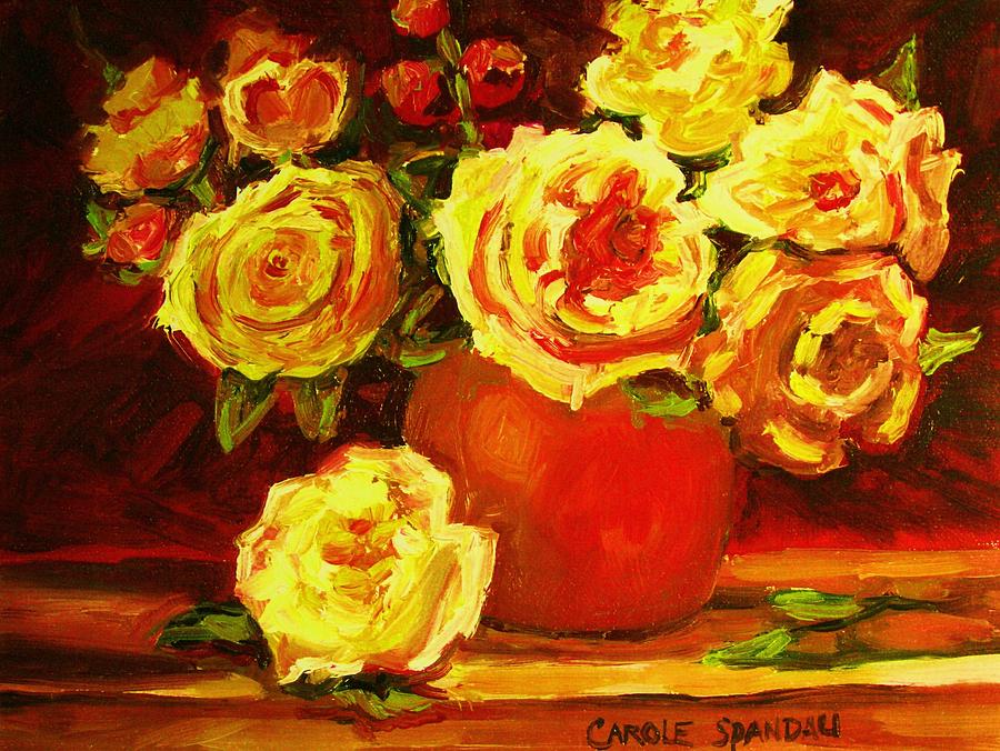 Beautiful Yellow Roses Painting by Carole Spandau