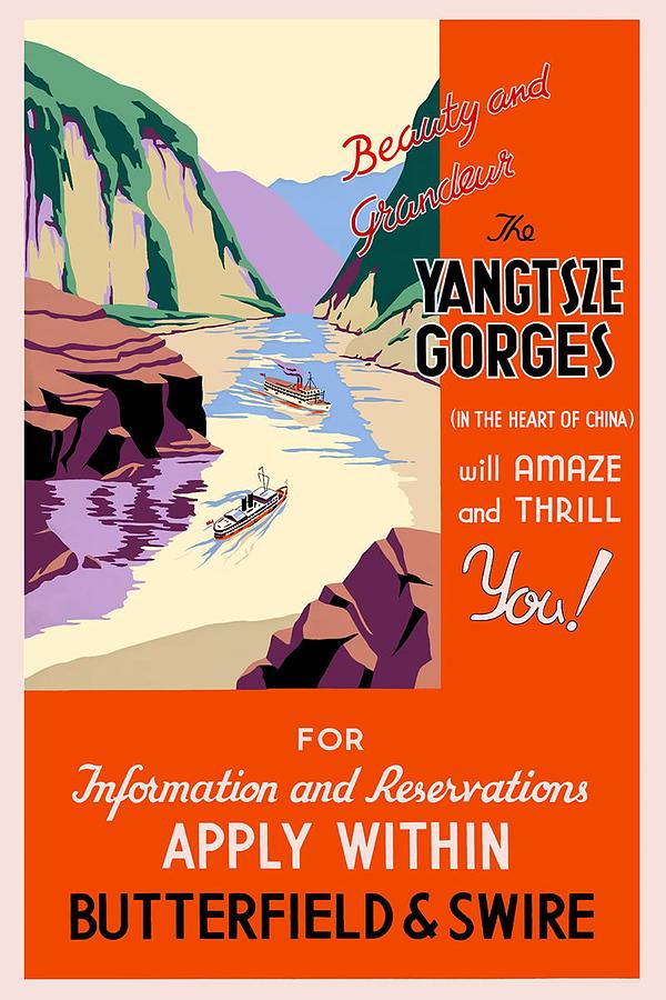 Beauty And Grandeur - The Yangtsze Gorges, China - Retro Travel Poster - Vintage Poster Mixed Media