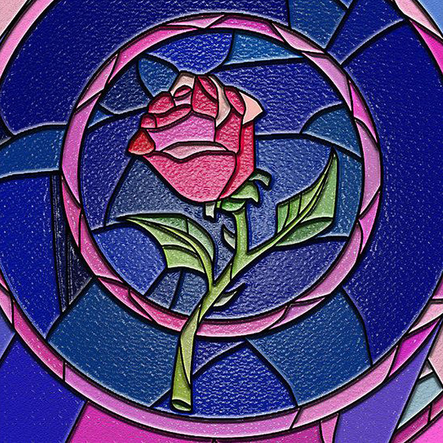 Flower Digital Art - Beauty and the Beast Enchanted Rose Stained Glass by R...