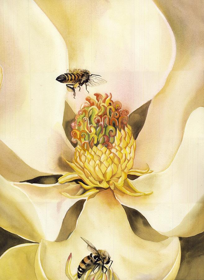 Spring Painting - Beauty And The Bees by Alfred Ng