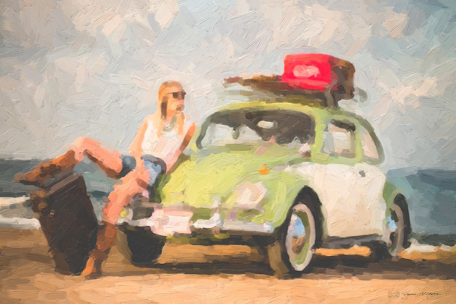 Abstract Digital Art - Beauty and the Beetle - Road Trip No.1 by Serge Averbukh