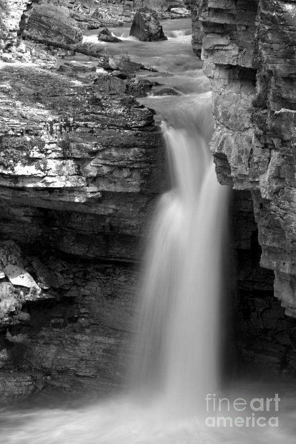 Jasper National Park Photograph - Beauty Creek Stanley Falls Black And White by Adam Jewell