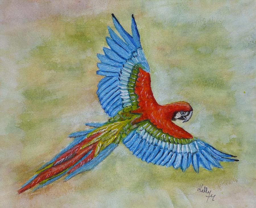 Beauty in the Sky ... Parrot Painting by Kelly Mills