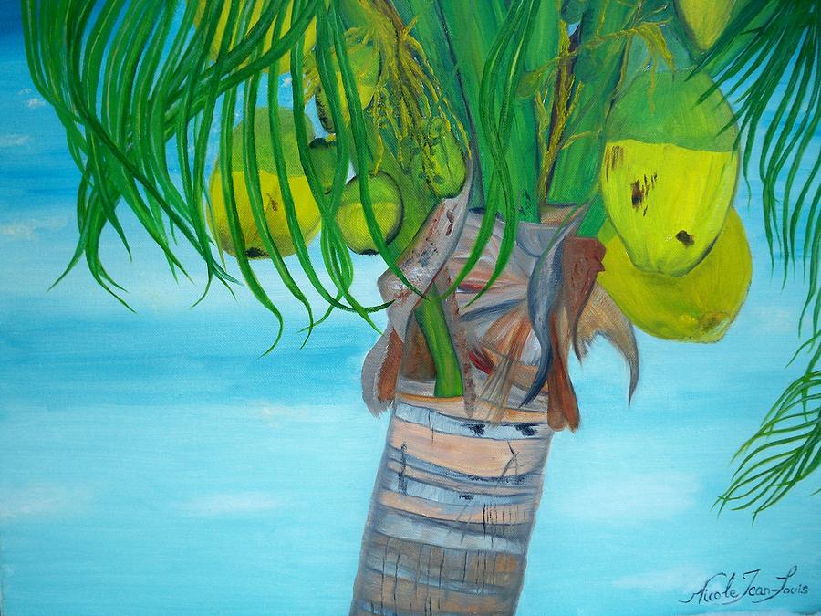 Coconut Painting - Beauty Of A Coconut Palm Tree by Nicole Jean-Louis