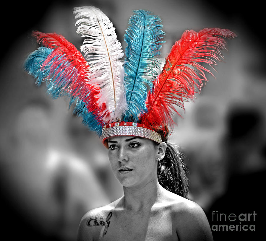 Beauty with a Feathered Headdress III Photograph by Jim Fitzpatrick
