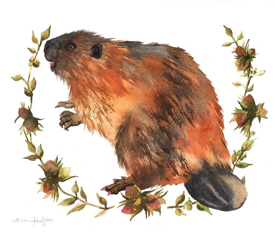 Beaver Painting Painting by Alison Fennell