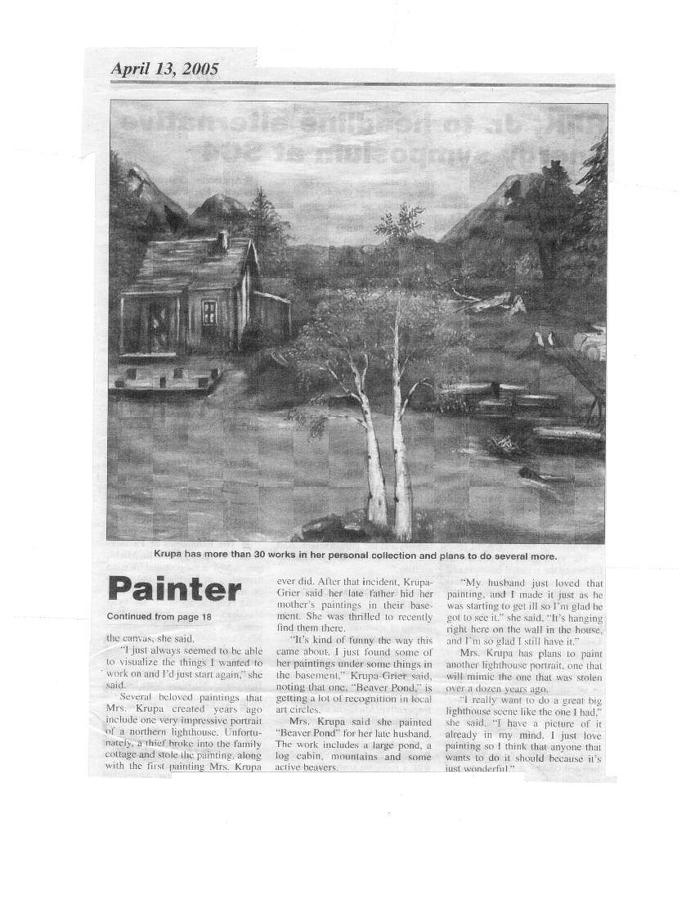 Beaver Pond - Article - Mary Krupa Painting by Bernadette Krupa