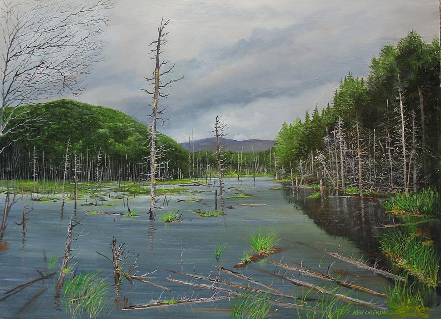 Beaver Pond in Londonderry VT Painting by Ken Ahlering