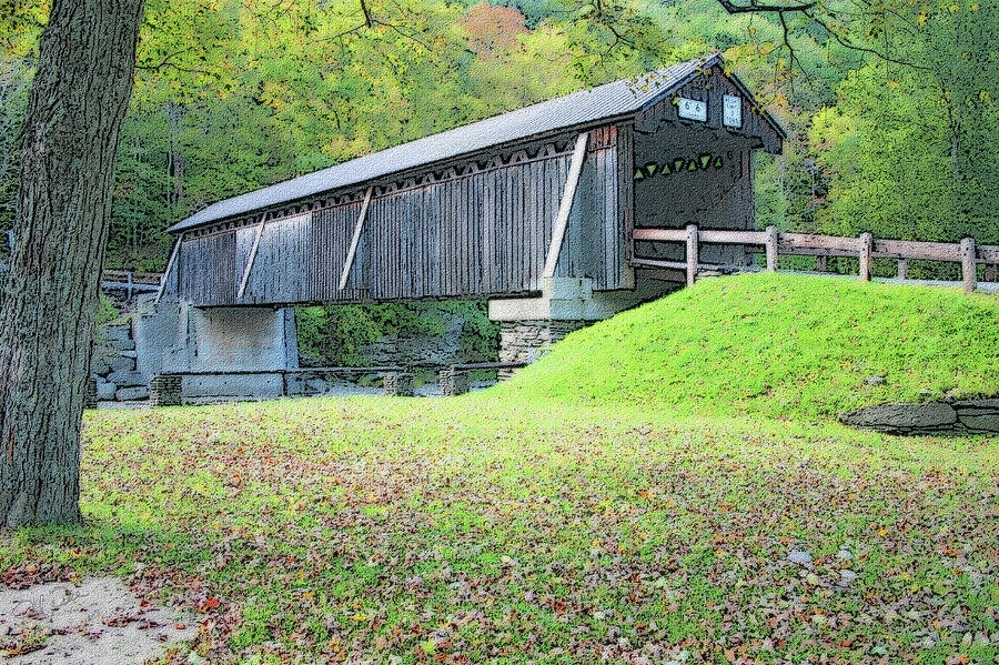 Beaverkill Covered Bridge - Digital Art Photograph by Ericamaxine Price