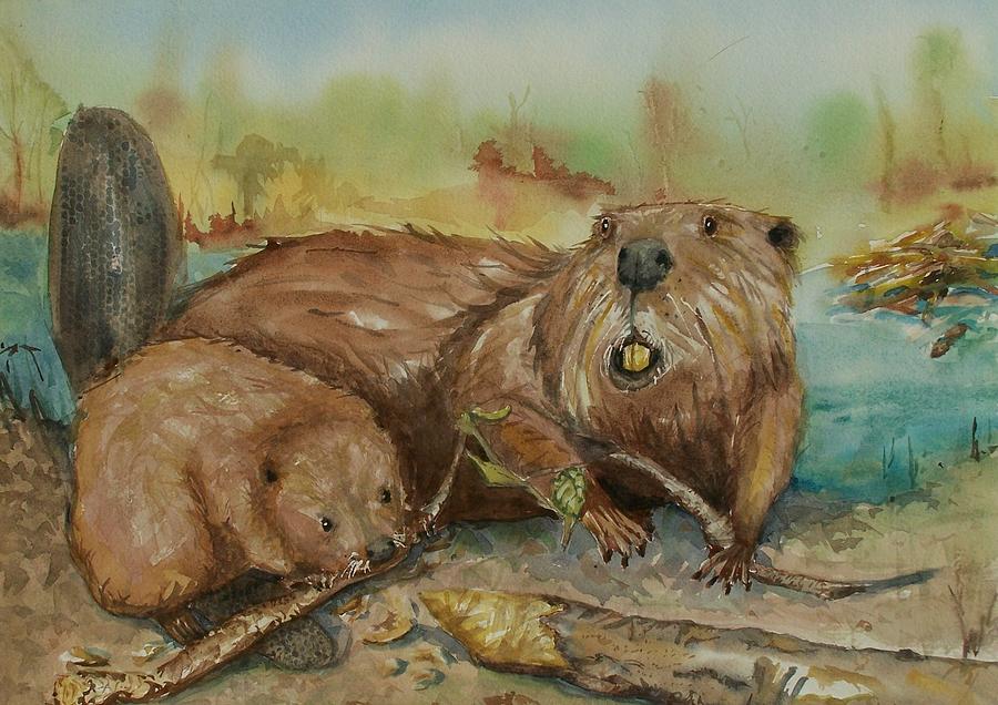 Beavers Painting by Barbara McGeachen