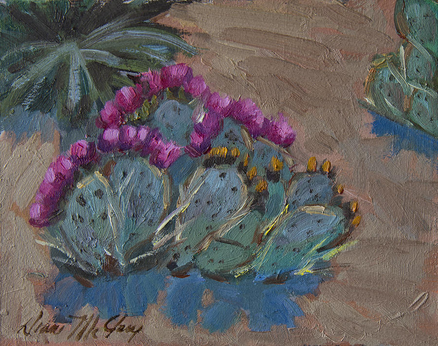 Beavertail Cactus Painting by Diane McClary