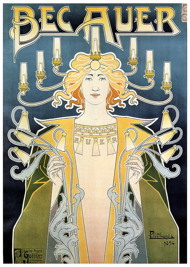Bec Auer - Art Nouveau - Vintage Advertising Poster Mixed Media