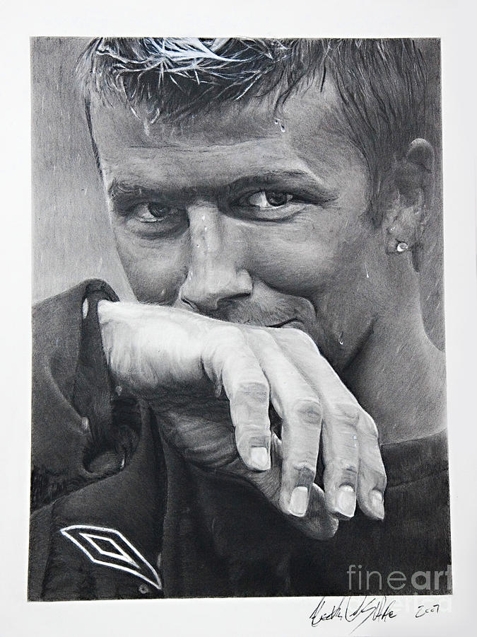 Soccer Painting - Beckham by Raymond Potts Soccer Painting - Beckham by Raymond Potts