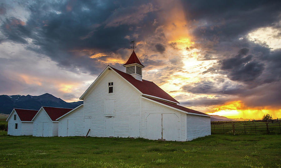 Beckwith Ranch at Sunset with Crepuscular Rays and Virga Photograph by Bridget Calip