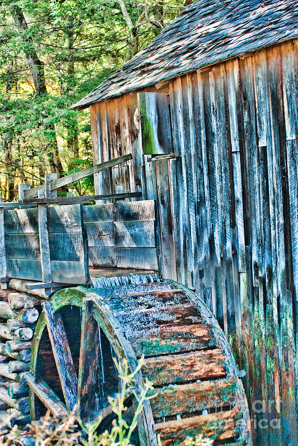 Landscape Photograph - Becky Cable Mill Water Wheel by Barbara Rabek
