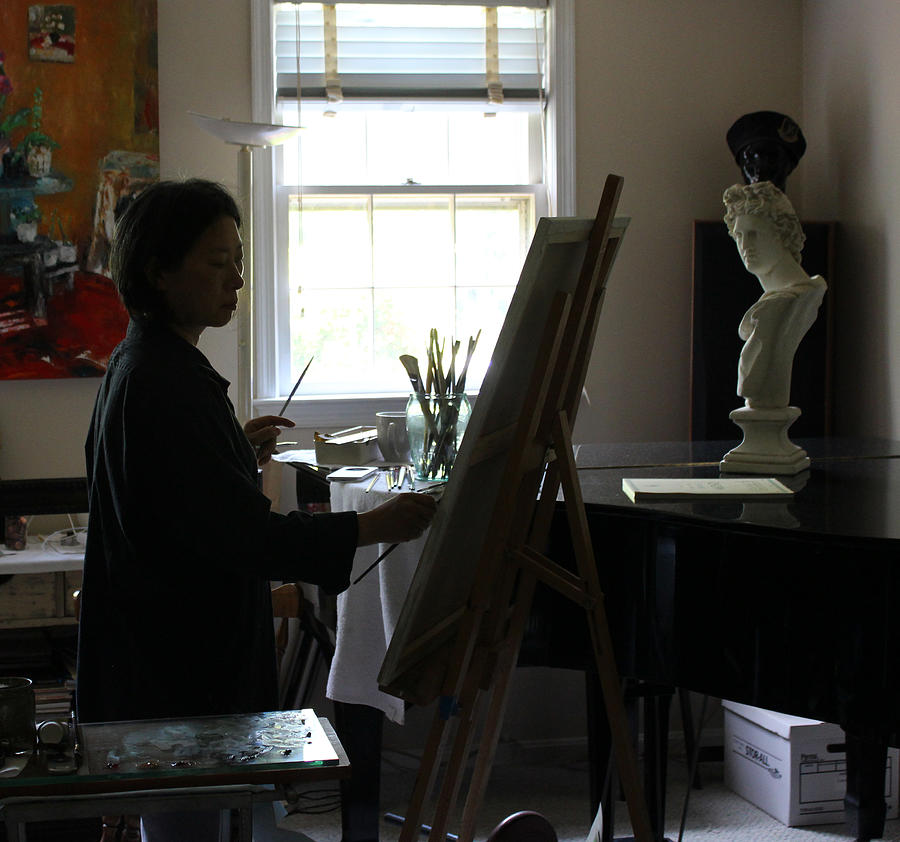 Behind The Scene Painting - Becky Painting Chopin by Becky Kim