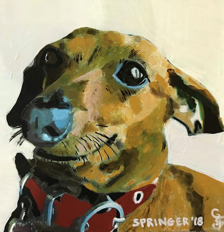 Beckys Dachshund Painting by Gary Springer