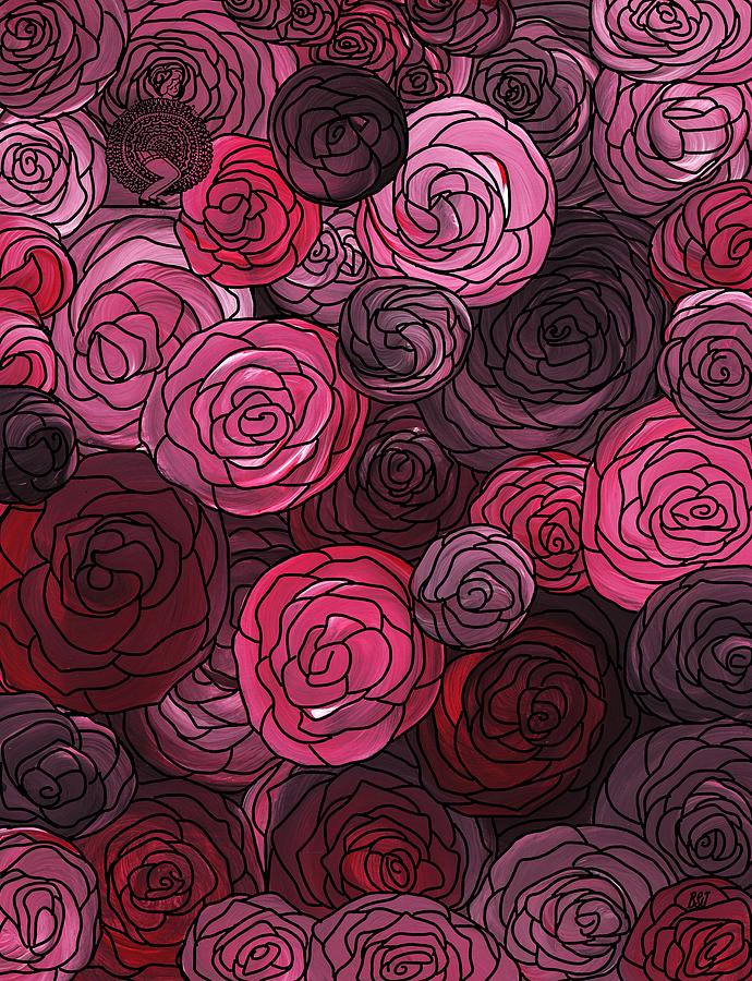 Bed of Roses with Black Lace Painting by Barbara St Jean