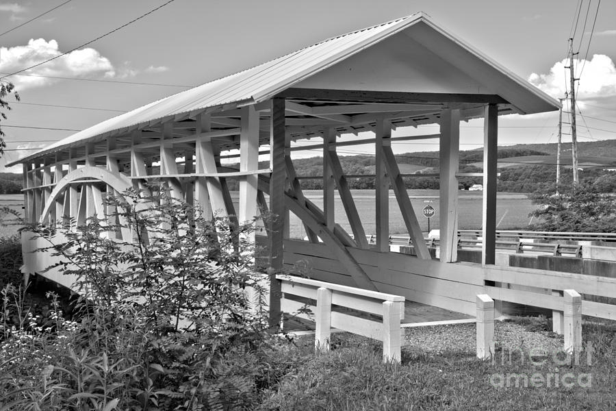 Bedford Bowsers Covered Bridge Black And White Photograph by Adam Jewell