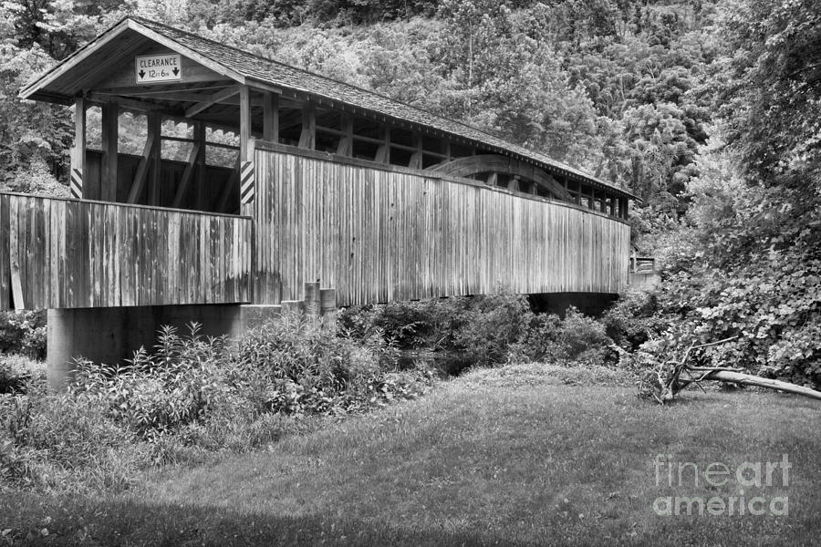 Bedford COunty Natural Wood Bridge Black And White Photograph by Adam Jewell