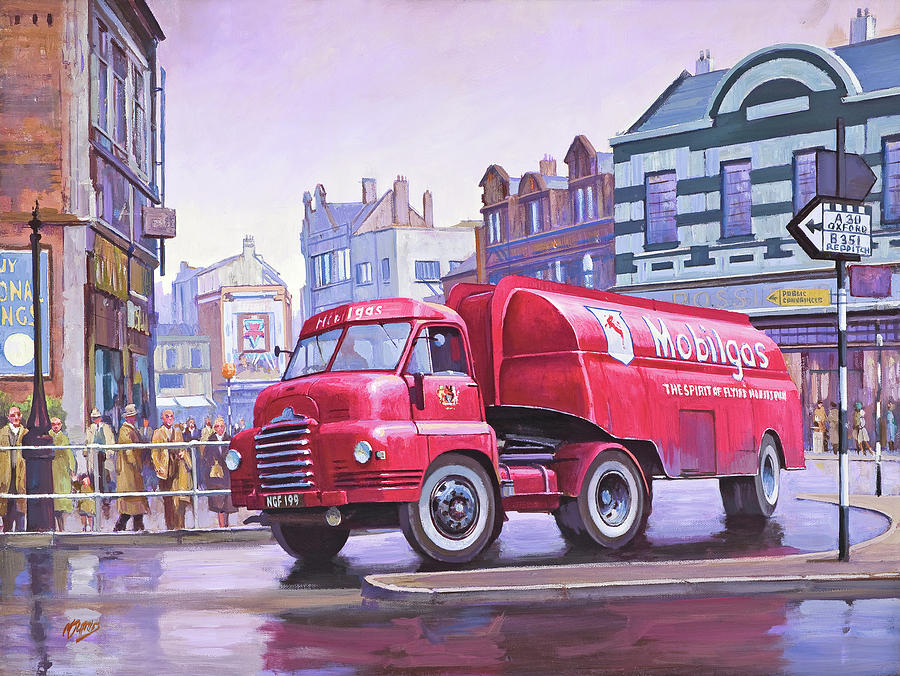 Bedford S type tanker. Painting by Mike Jeffries