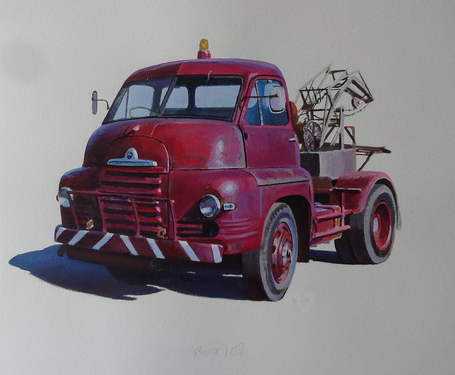 Bedford S type wrecker. Painting by Mike Jeffries
