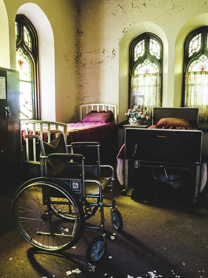 Abandoned Photograph - Beds And Wheelchair In Abandoned Church by Dylan Murphy Abandoned Photograph - Beds And Wheelchair In Abandoned Church by Dylan Murphy