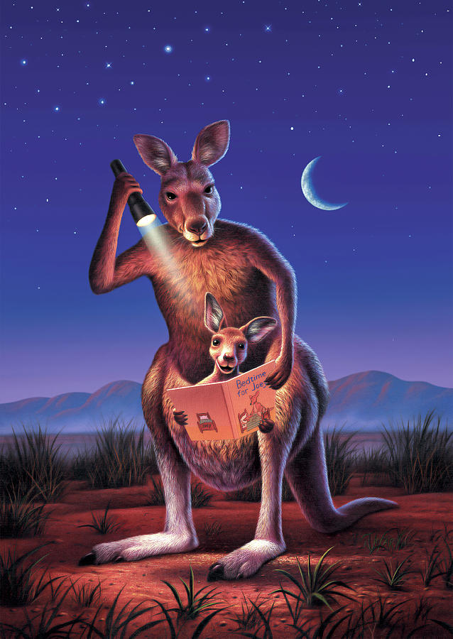Kangaroo Digital Art - Bedtime for Joey by Jerry LoFaro