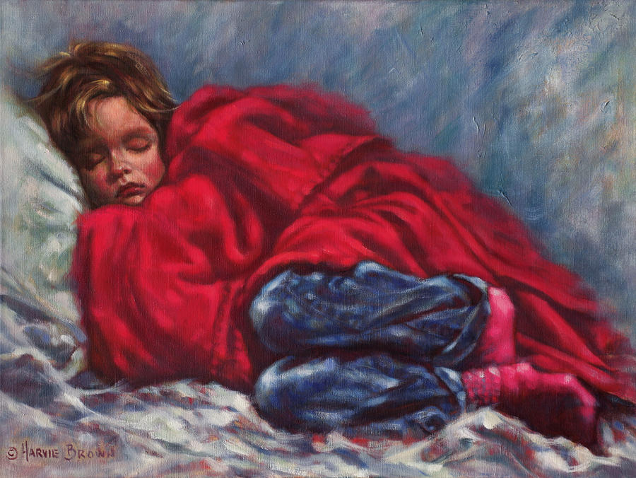 Portrait Painting - Bedtime by Harvie Brown