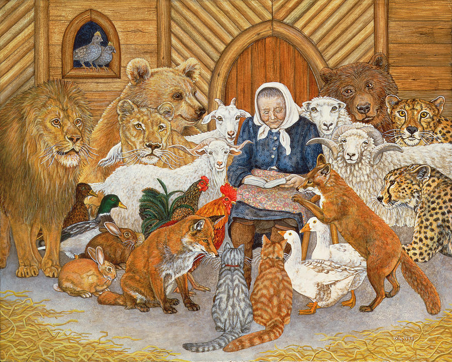 Fox Painting - Bedtime Story on the Ark by Ditz