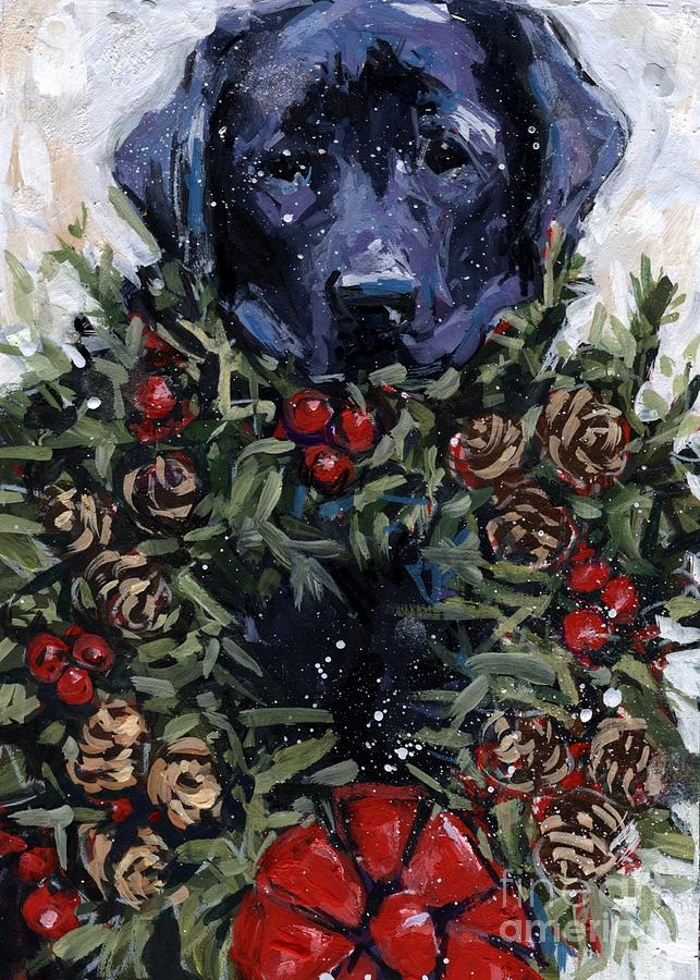 Dog Painting - Bee Bows by Molly Poole