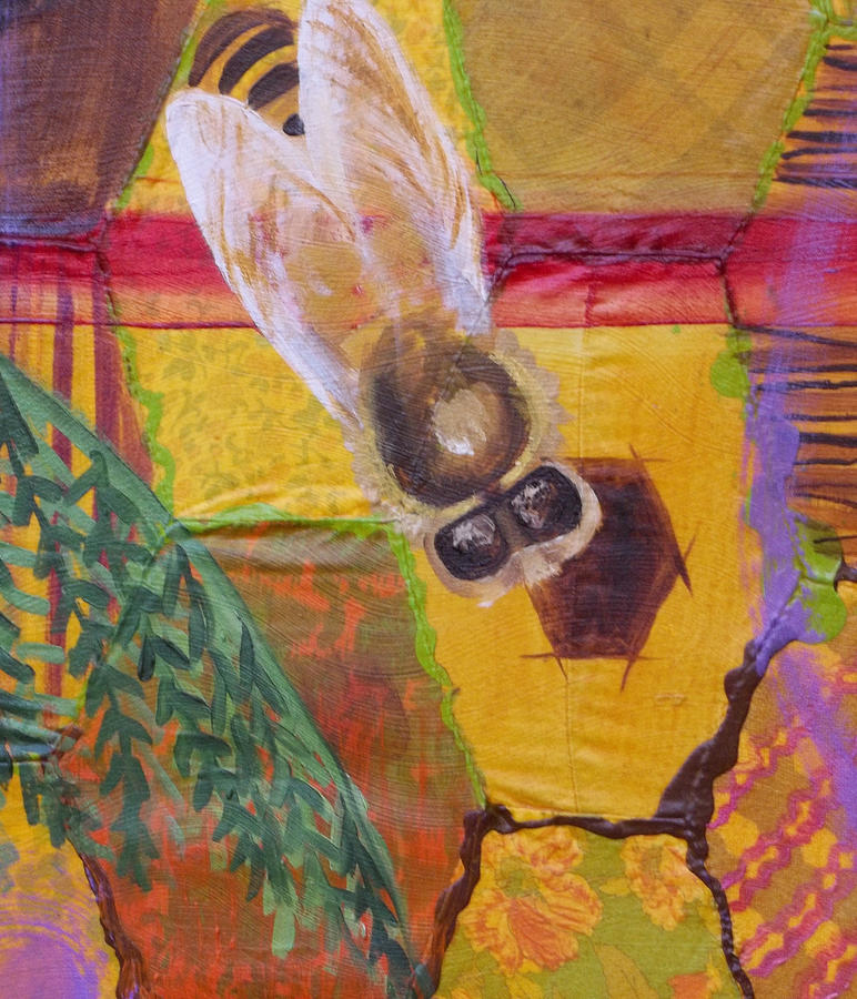 Bee detail of Beehive painting Painting by Anne Cameron Cutri