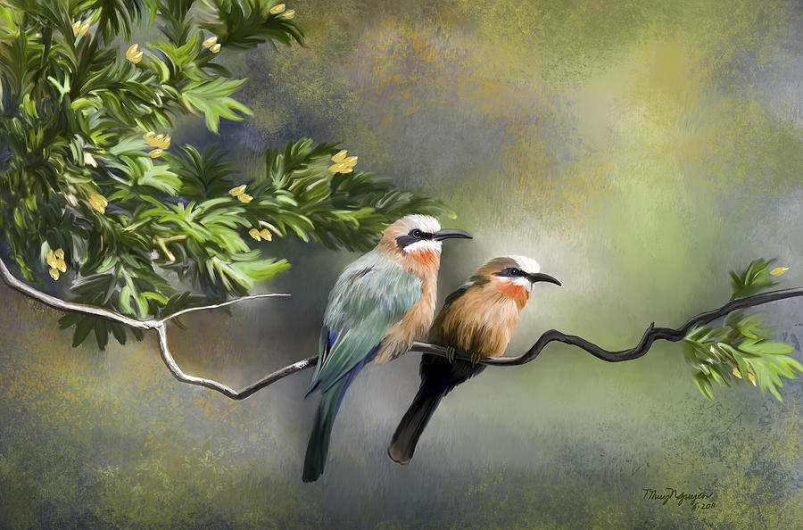 Bee-Eater Birds Digital Art by Thanh Thuy Nguyen