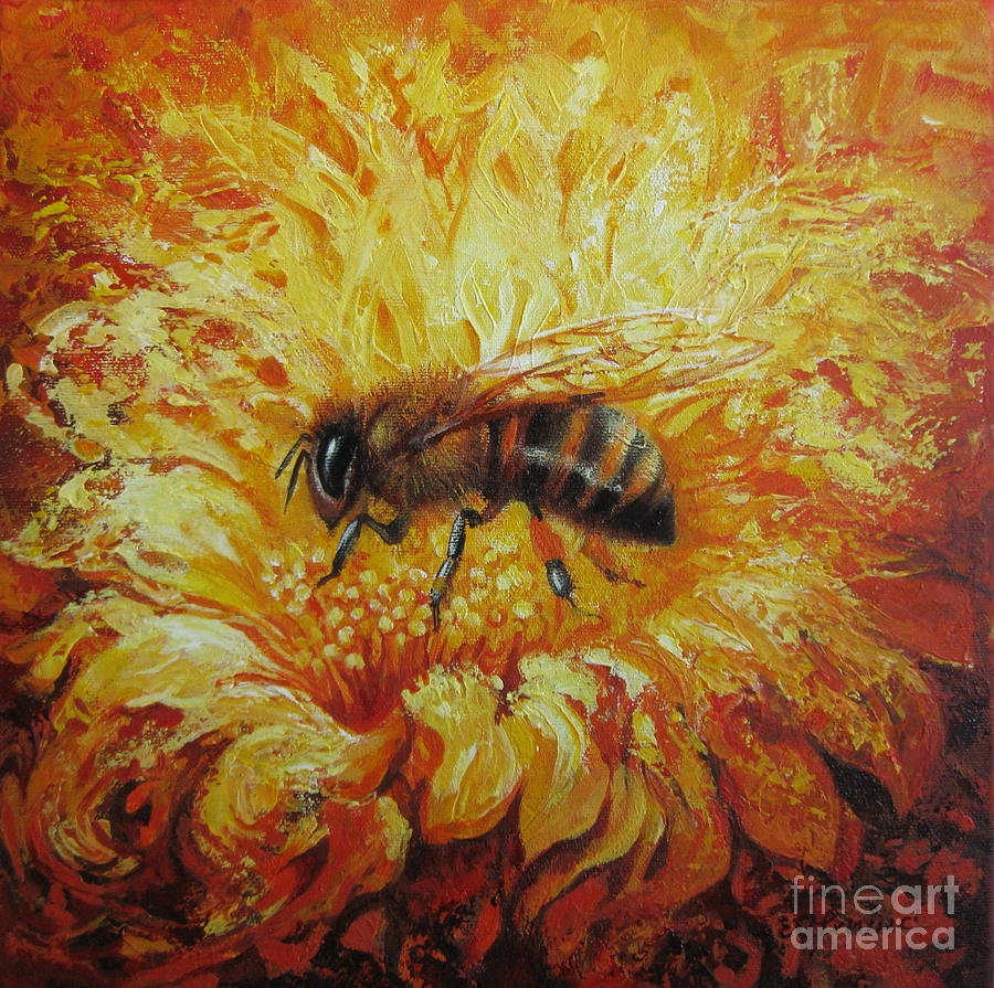 Bee Painting by Elena Oleniuc