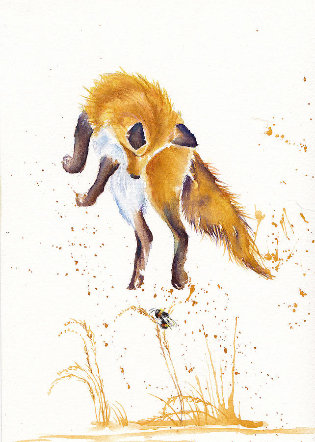 Bee Jumping - Leaping Fox Painting by Debra Hall