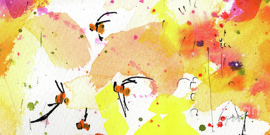 Bee Leave Me Macro Watercolor And Ink 2 Painting by Ginette Callaway