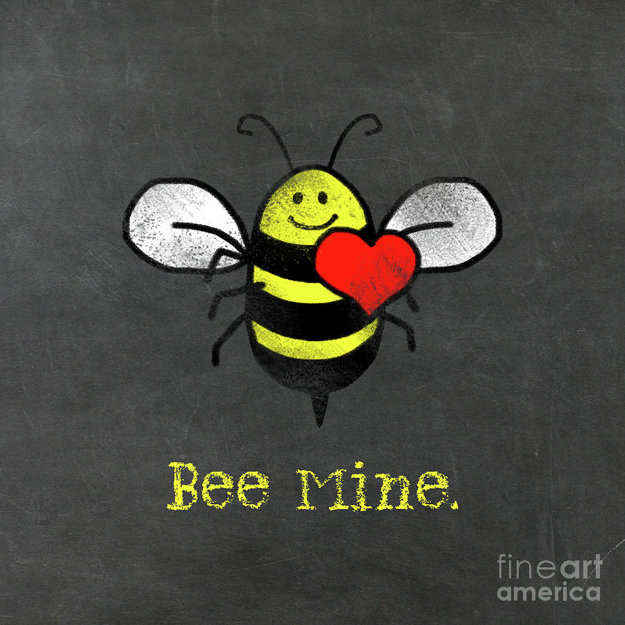 Bee Mine cute bee with heart for Valentines Day Painting by Tina Lavoie - Fine Art America