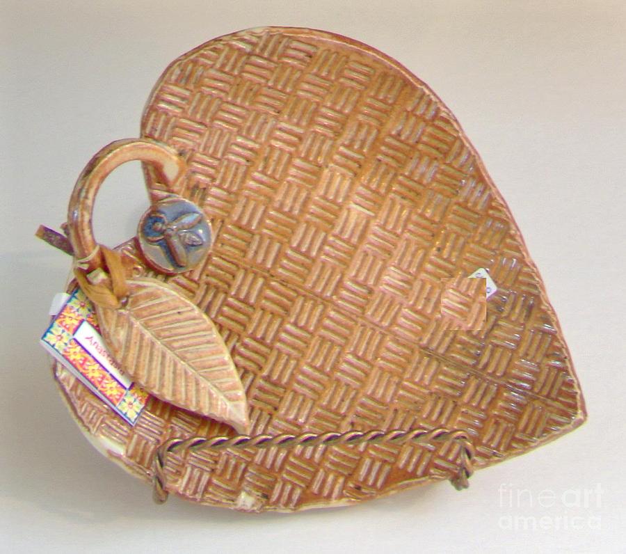 Platter Ceramic Art - Bee My Honey- Stoneware Heart by Anastasia Verpaelst