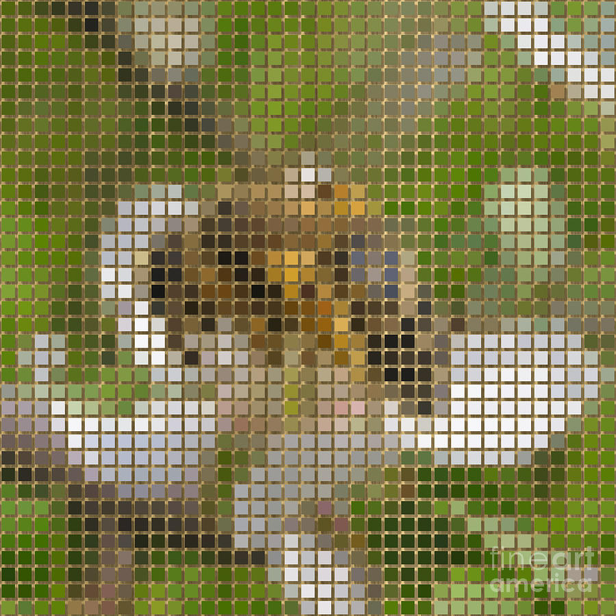 Bee On Bloom Pixelated Digital Art