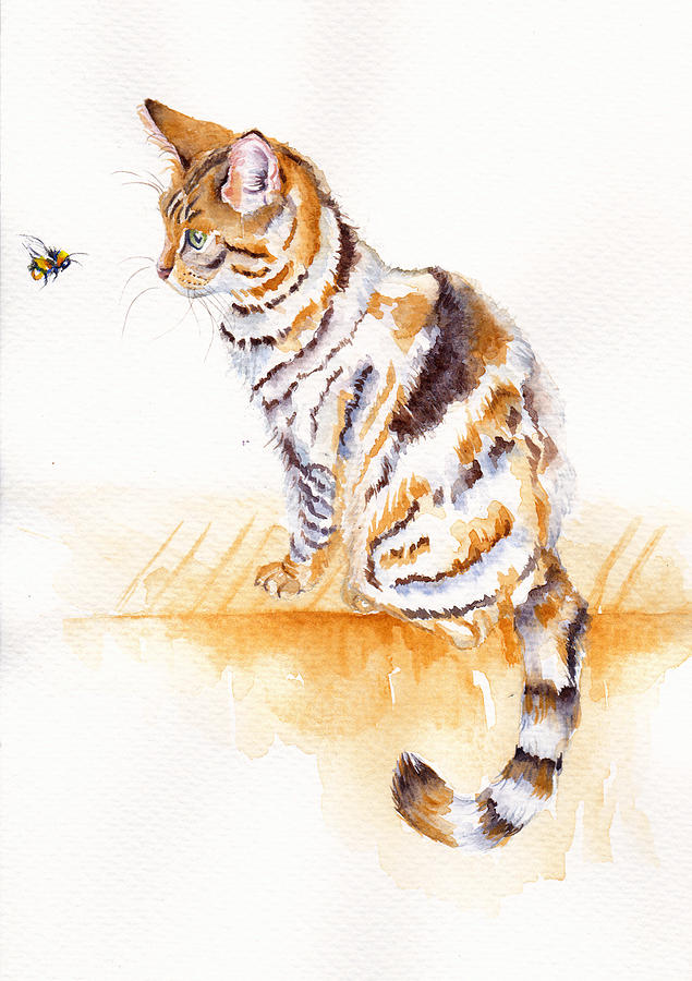 Bee Staring Painting by Debra Hall